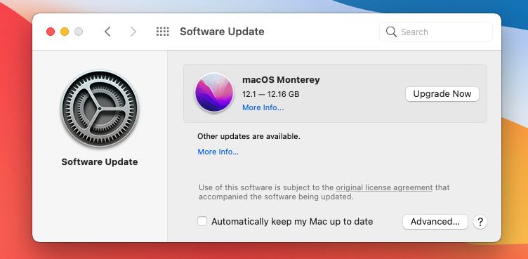 atualização do macOS para Monterey