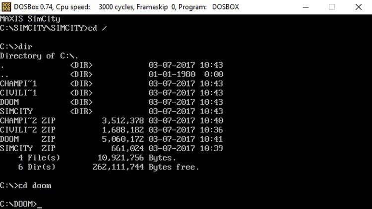 Usando o DOSBox