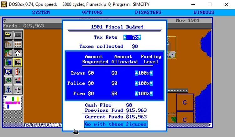 SimCity no DOSBox