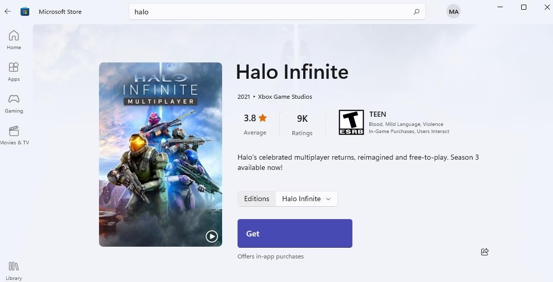 Jogo Halo Infinate na Microsoft Store