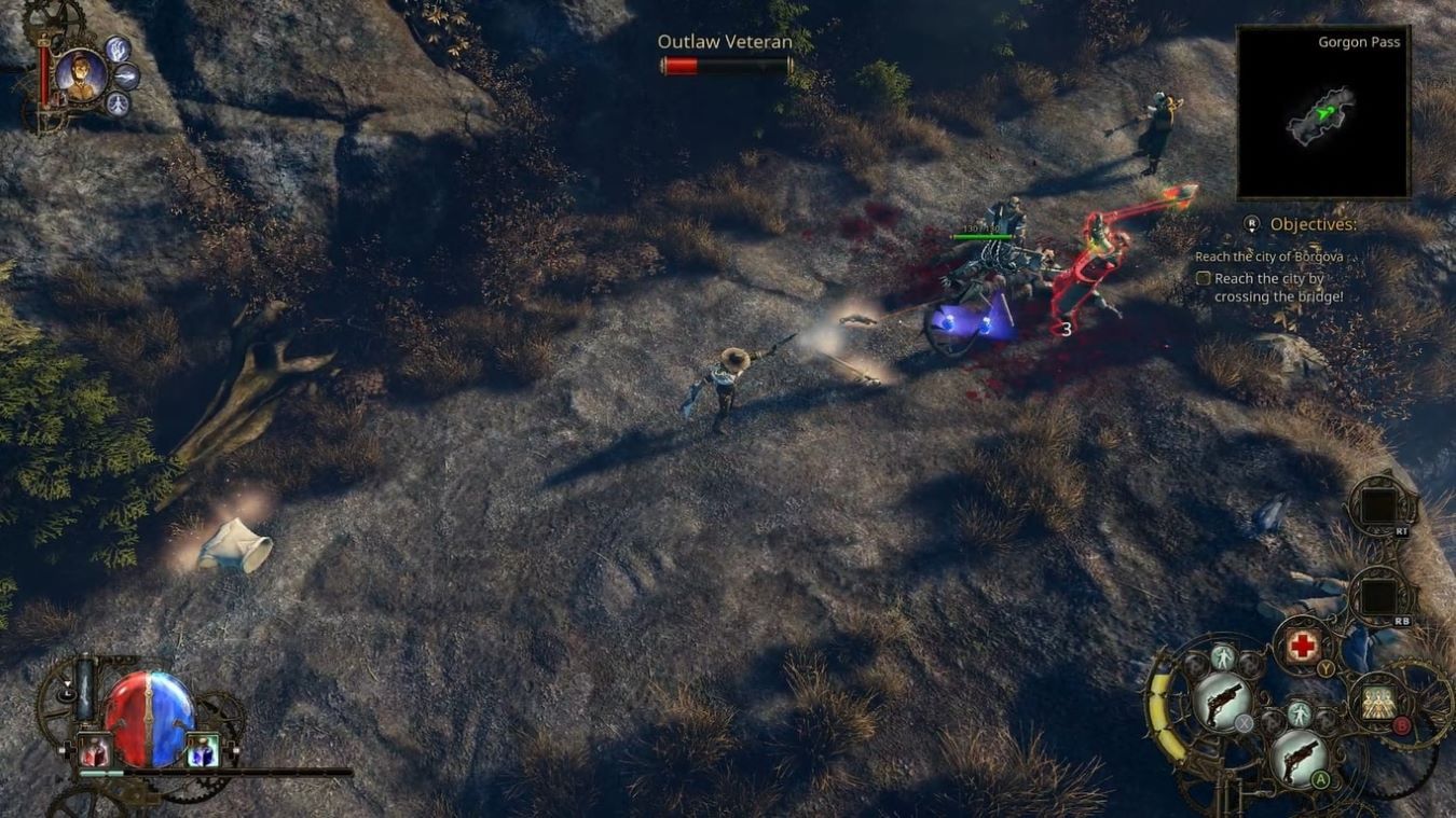 Uma captura de tela da jogabilidade de The Incredible Adventures of Van Helsing no Xbox Series X 