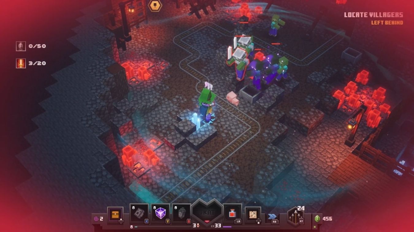 Uma captura de tela da jogabilidade do Minecraft Dungeons rodando em um Xbox Series X 