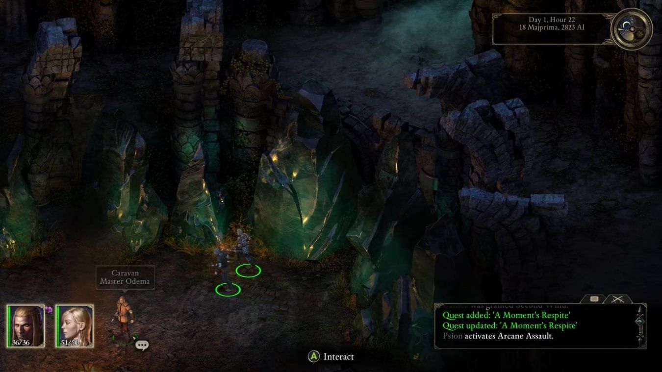 Uma captura de tela da jogabilidade de Pilars of Eternity em um Xbox Series X