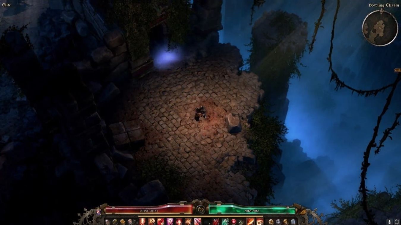Uma captura de tela da jogabilidade de Grim Dawn rodando em um Xbox Series X 