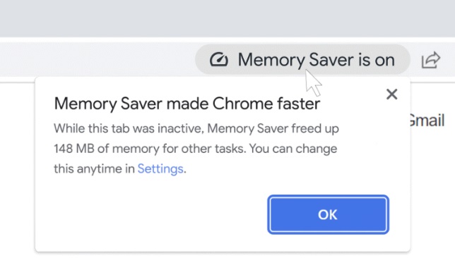 Economizador de memória do Chrome