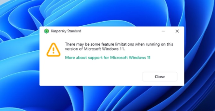 Pode haver algumas limitações futuras ao executar esta versão do Microsoft Windows 11