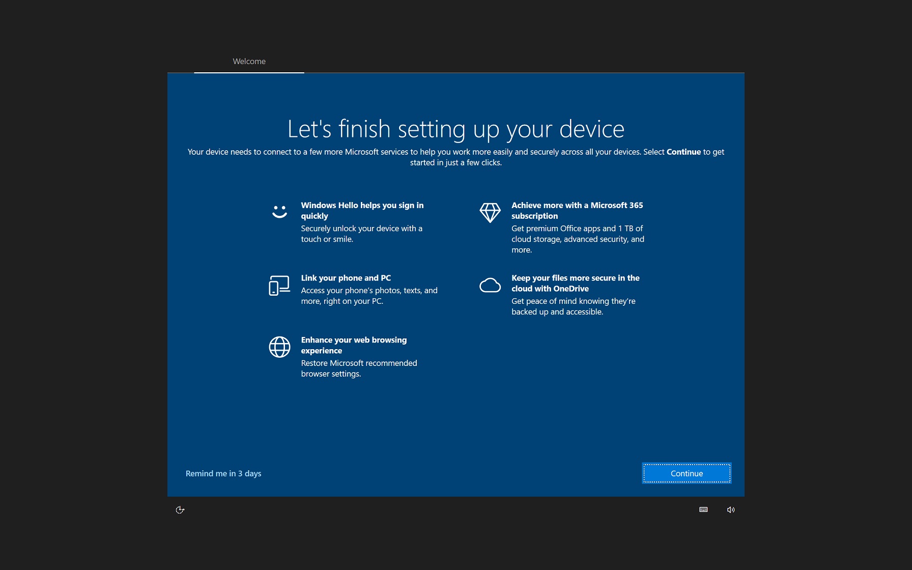 Anúncio do Microsoft 365 no Windows 10