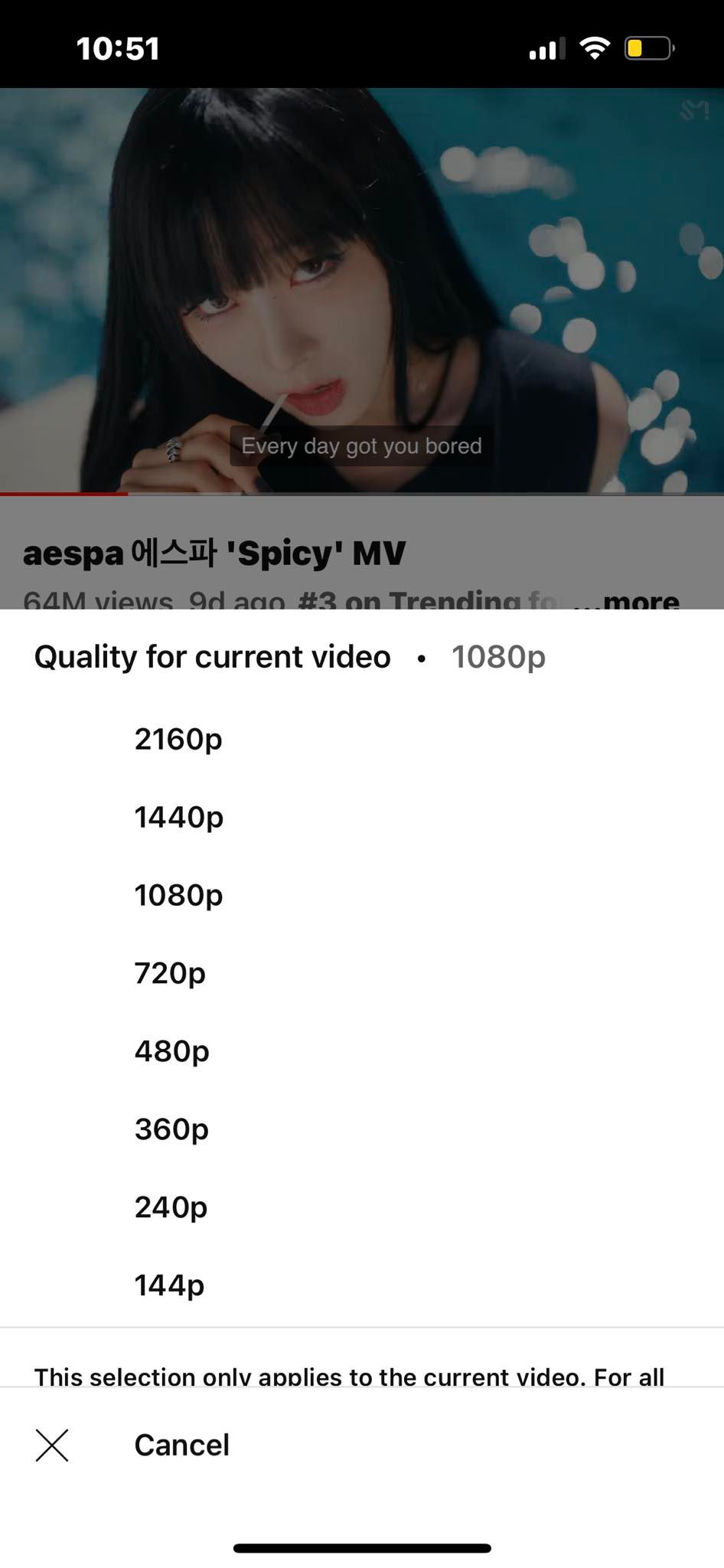 Selecionando as opções de qualidade de vídeo padrão no YouTube