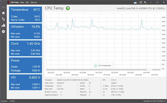 Monitore a temperatura da CPU com o CPU Temp 1 image