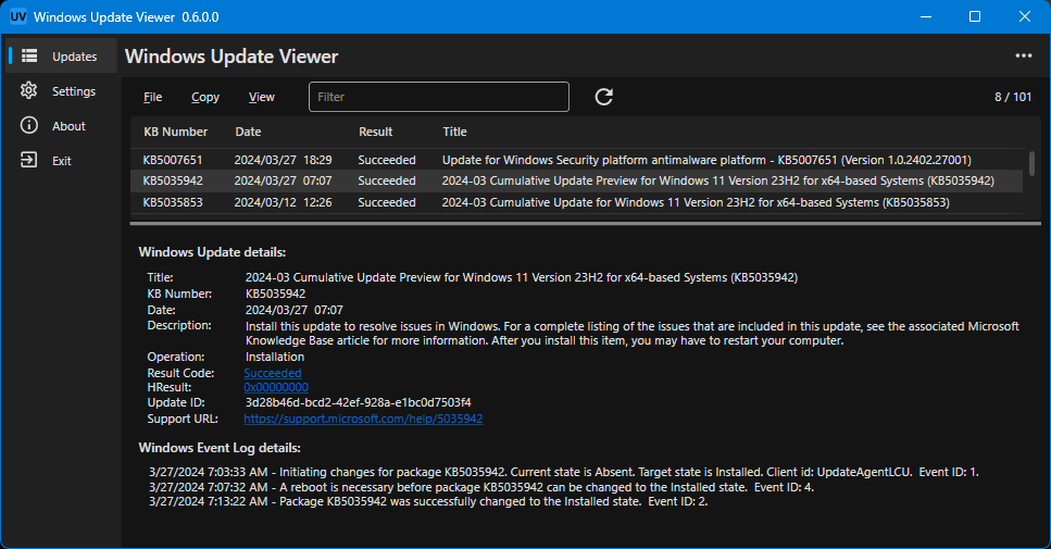 Veja as atualizações instaladas no Windows com o WUView 2 image 1